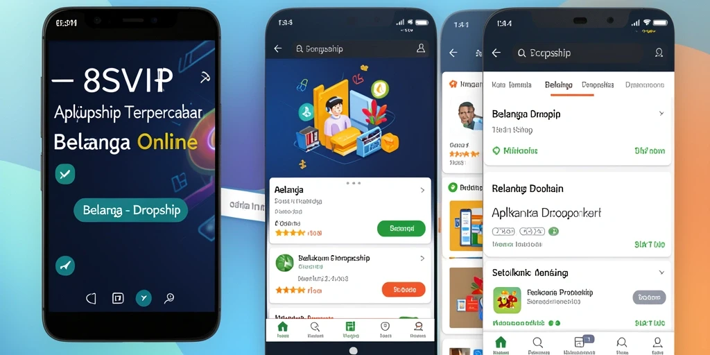 Tampilan antarmuka aplikasi 8SVIP untuk berbelanja dengan fungsi Dropship.