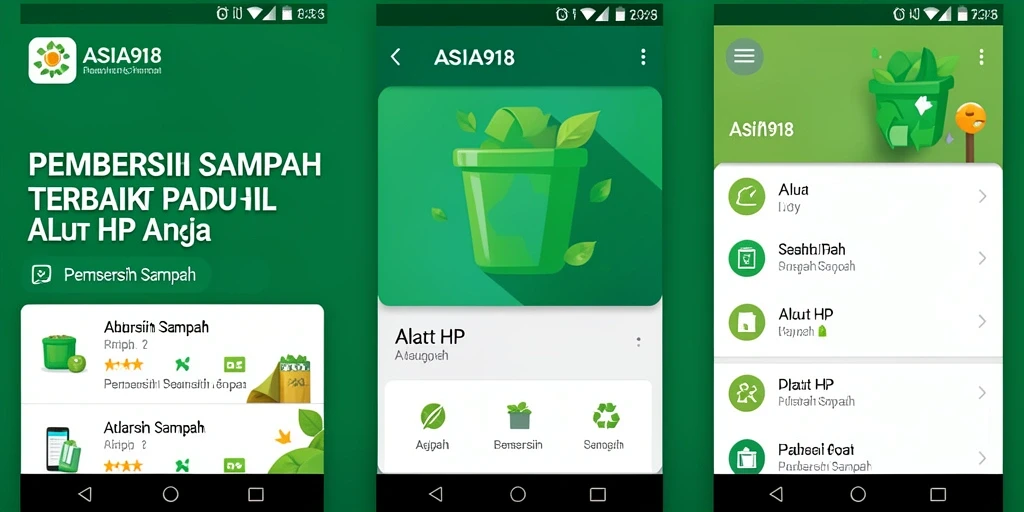 Tampilan antarmuka ASIA918 yang bersih dan menarik untuk fungsi Pembersih Sampah.
