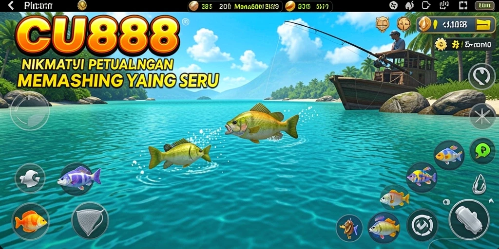 Tampilan antarmuka CU888 menampilkan fitur memancing yang menarik dan intuitif.