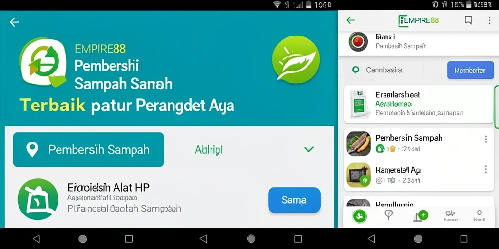 Tampilan antarmuka EMPIRE88 saat membersihkan sampah di perangkat.