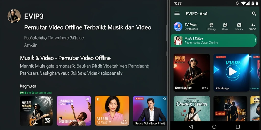 Tampilan antarmuka pengguna EVIP3 dengan fitur Pemutar Video Offline.