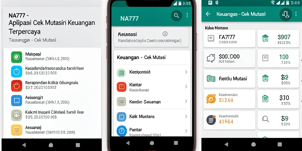 Tampilan antarmuka aplikasi Cek Mutasi NA777 yang informatif.
