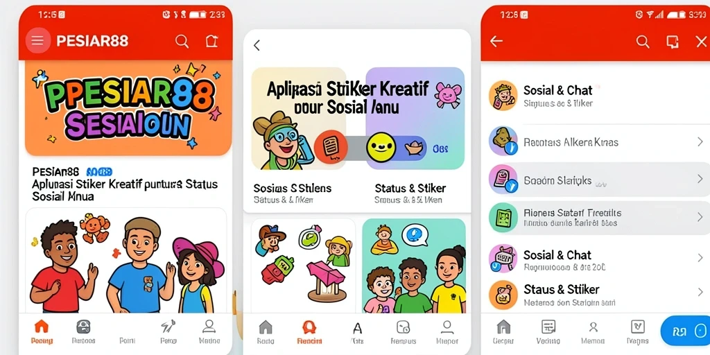 Tampilan antarmuka PESIAR88 dengan koleksi stiker yang menarik.