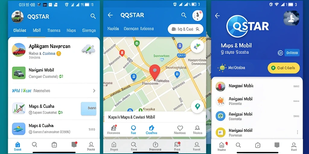 Tampilan antarmuka navigasi mobil QQSTAR yang user-friendly.