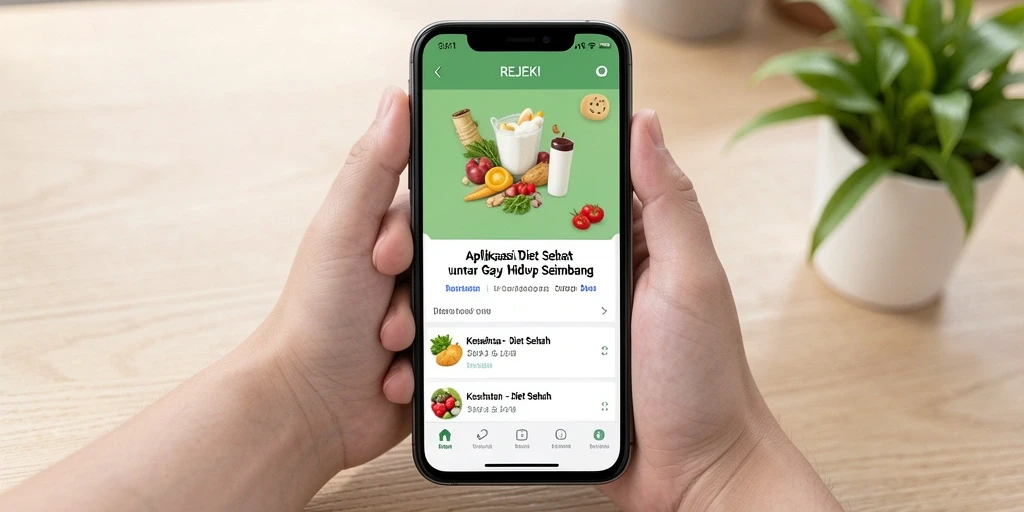 Antarmuka aplikasi REJEKI dengan fitur Diet Sehat yang menarik.