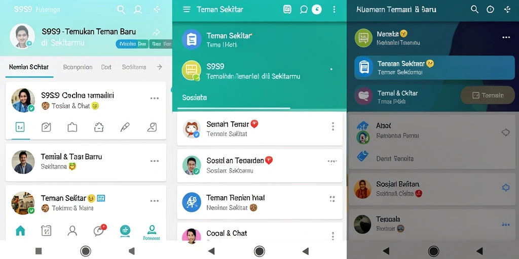 Antarmuka S9S9 menunjukkan fitur Teman Sekitar yang interaktif dan ramah.